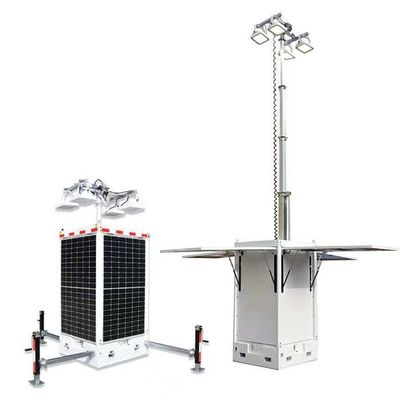 4*50W LED 4*300W güneş panelleri ile küboid mobil Cctv Birimi Güneş Işık Kulesi
