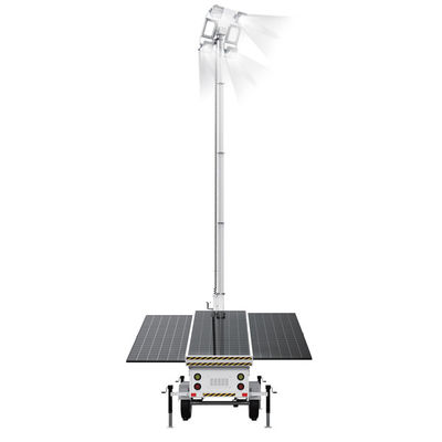 400W LED lambaları ile taşınabilir güneş ışığı kulesi maden aydınlatması için 3*460W güneş paneli