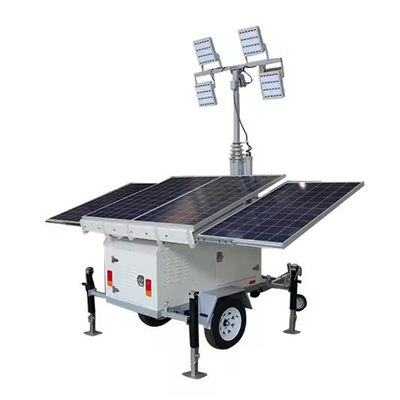 Yeşil Güç Güneş LED Mobil Işık Kulesi 4*300W Güneş Panelleri 4*100W LED Lamba