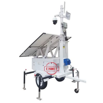 Güneş Enerjili Güvenlik Römorku İnşaat Sahası İçin Mobil Kamera Römorku
