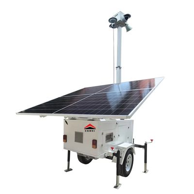Güneş Enerjili Mobil CCTV Kulesi Şebekeden Bağımsız Römork Ünitesi, İnşaat Madenciliği için Güneş Güvenlik Kameraları ile