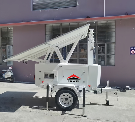 İnşaat Alanı İzleme için Enerji Sistemli Güneş Enerjili CCTV Römorku Taşınabilir Işık Kulesi Römorku