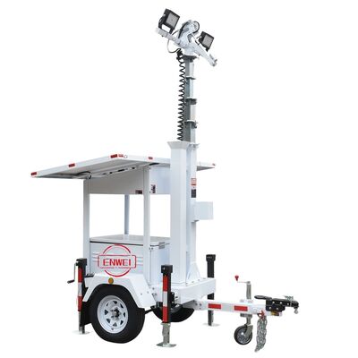 Hızlı dağıtım Güvenlik Güneş enerjisi ile çalışan römork 2*435W Güneş panelleri ile İnşaat Alanları Ticari Mülkiyetler