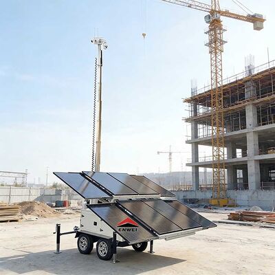 Yüksek Uyarlanabilirlik Güneş Enerjili Kamera Güvenlik Cctv Römorku İnşaat İçin Taşınabilir Güneş Enerjili Gözetim Römorku